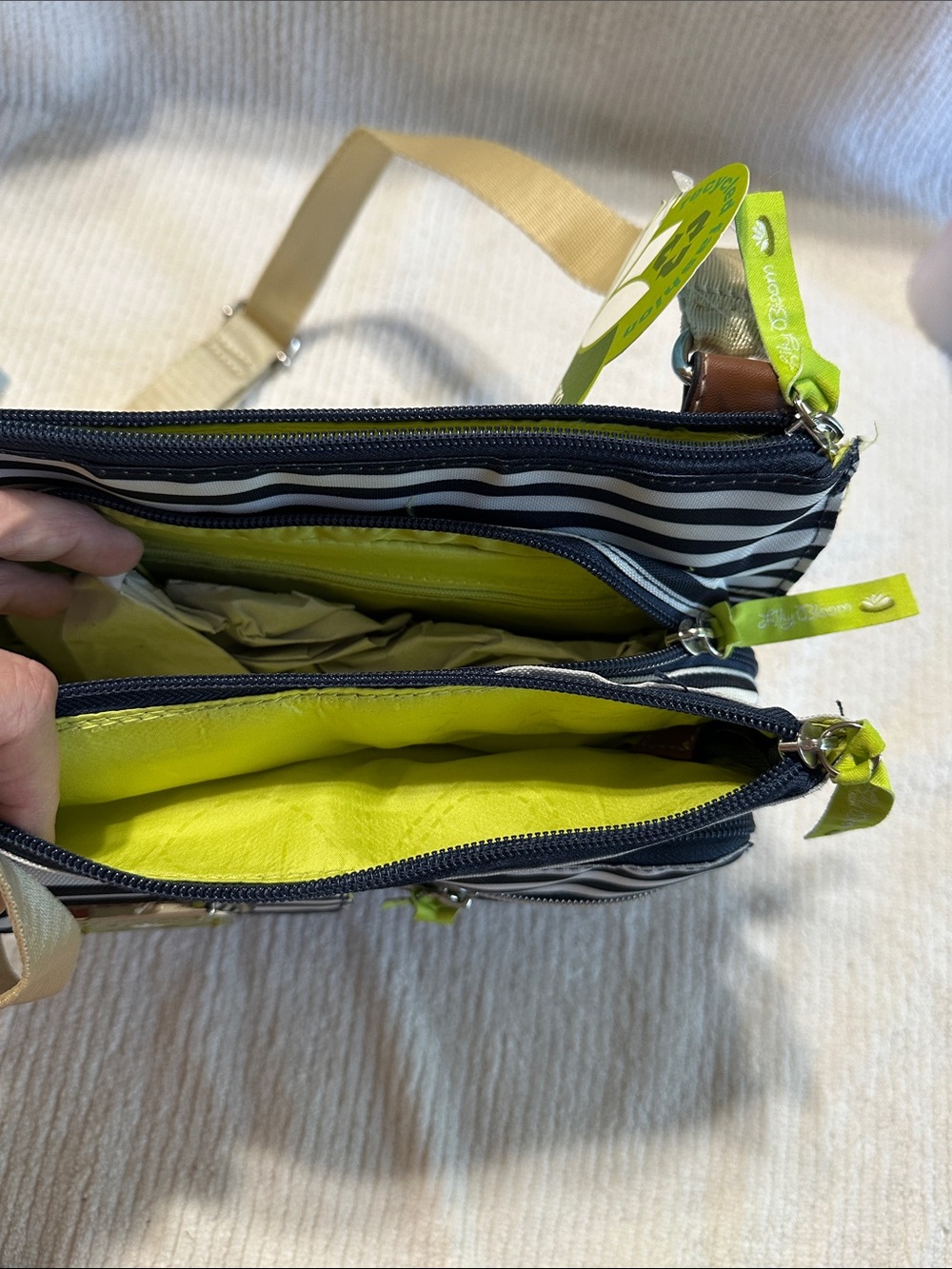 Lily Bloom Black & White Striped Crossbody with Lime Accents - Picture 4 of 6